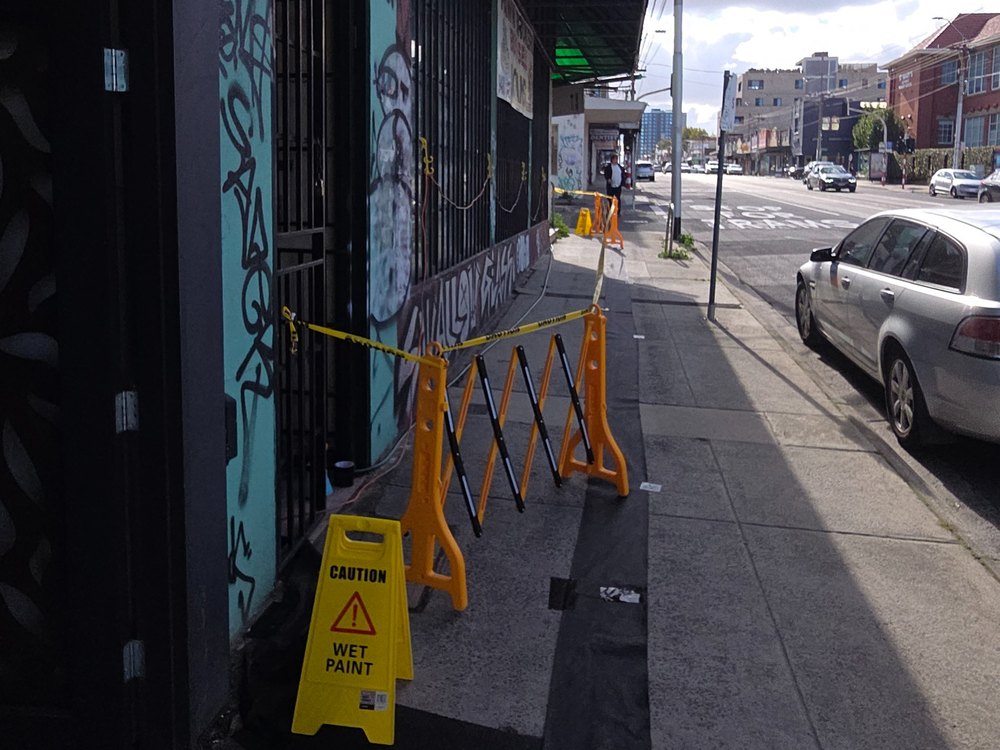 Public footpath protection and wet paint signage