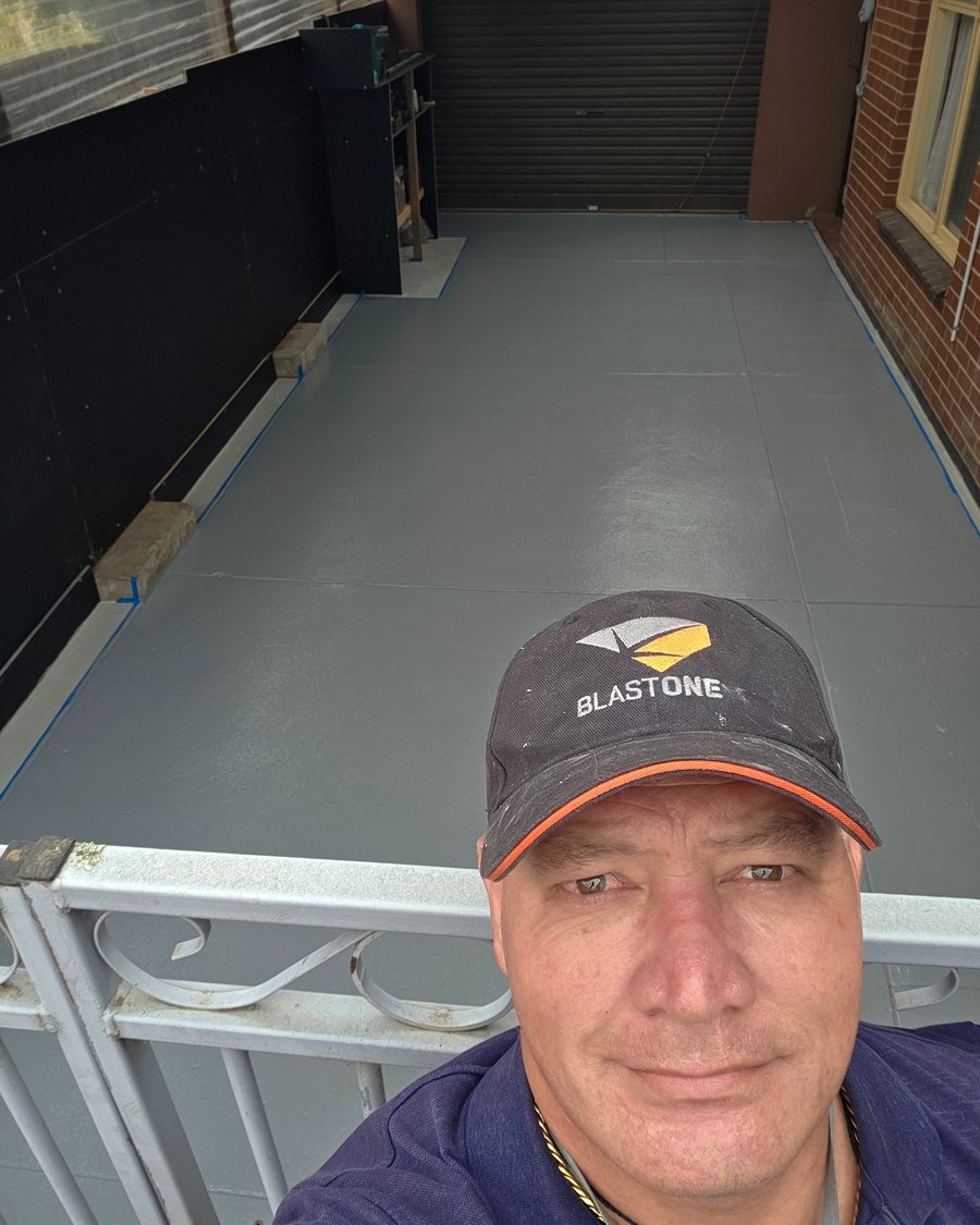 Wayne Clarke onsite with completed floor coating